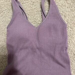 Altar'd State Purple Ribbed Sleeveless Tank Top